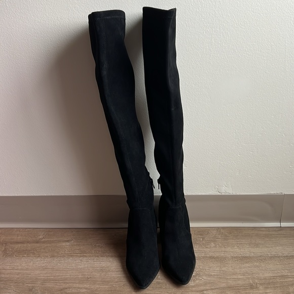 Steve Madden Women’s Faux Suede Pointed Toe Over-The-Knee Black Boots Size 7 - Picture 10 of 17